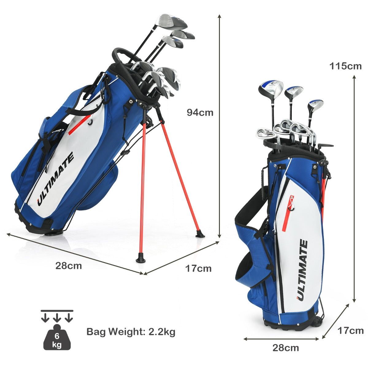 NNECW Set 10 Pieces Mens Complete Golf Clubs Package